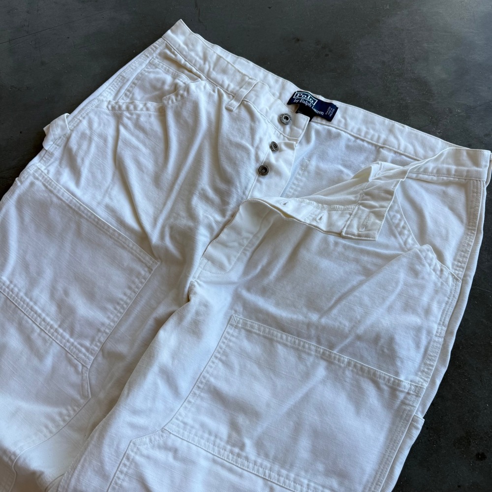Polo Ralph Lauren White Double Knee Carpenter Pants Vintage 2000s Mens 36x30